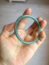 Load image into Gallery viewer, 55.5mm Certified Type A 100% Natural icy watery deep sea dark green/ blue/ gray/ black Guatemala slim round cut Jadeite bangle PC66-7043

