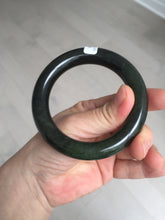 Load image into Gallery viewer, 54.7mm certified 100% Natural dark green/gray/black round cut Hetian nephrite Jade bangle HF78-0129
