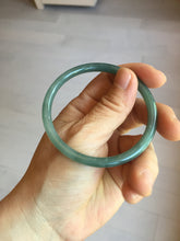 Load image into Gallery viewer, 55.5mm Certified Type A 100% Natural icy watery deep sea dark green/ blue/ gray/ black Guatemala slim round cut Jadeite bangle PC66-7043
