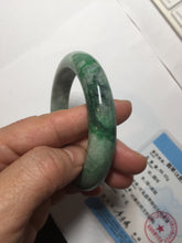 Load image into Gallery viewer, 60.5mm certified Type A 100% Natural sunny green gray black Jadeite Jade bangle BS81-9872
