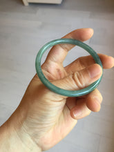 Load image into Gallery viewer, 55.5mm Certified Type A 100% Natural icy watery deep sea dark green/ blue/ gray/ black Guatemala slim round cut Jadeite bangle PC66-7043
