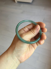 Load image into Gallery viewer, 55.5mm Certified Type A 100% Natural icy watery deep sea dark green/ blue/ gray/ black Guatemala slim round cut Jadeite bangle PC66-7043
