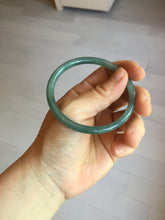Load image into Gallery viewer, 55.5mm Certified Type A 100% Natural icy watery deep sea dark green/ blue/ gray/ black Guatemala slim round cut Jadeite bangle PC66-7043

