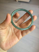 Load image into Gallery viewer, 55.5mm Certified Type A 100% Natural icy watery deep sea dark green/ blue/ gray/ black Guatemala slim round cut Jadeite bangle PC66-7043
