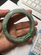 Load image into Gallery viewer, 60.5mm certified Type A 100% Natural sunny green gray black Jadeite Jade bangle BS82-9879
