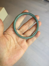 Load image into Gallery viewer, 55.5mm Certified Type A 100% Natural icy watery deep sea dark green/ blue/ gray/ black Guatemala slim round cut Jadeite bangle PC66-7043
