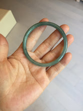 Load image into Gallery viewer, 55.5mm Certified Type A 100% Natural icy watery deep sea dark green/ blue/ gray/ black Guatemala slim round cut Jadeite bangle PC66-7043
