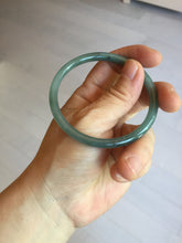 Load image into Gallery viewer, 55.5mm Certified Type A 100% Natural icy watery deep sea dark green/ blue/ gray/ black Guatemala slim round cut Jadeite bangle PC66-7043
