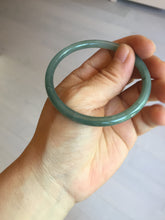Load image into Gallery viewer, 55.5mm Certified Type A 100% Natural icy watery deep sea dark green/ blue/ gray/ black Guatemala slim round cut Jadeite bangle PC66-7043
