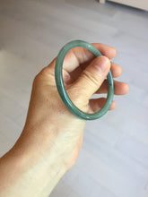 Load image into Gallery viewer, 55.5mm Certified Type A 100% Natural icy watery deep sea dark green/ blue/ gray/ black Guatemala slim round cut Jadeite bangle PC66-7043
