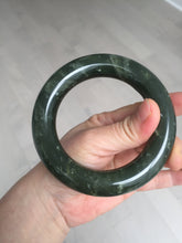 Load image into Gallery viewer, 59.5mm certified 100% Natural dark green/gray (nebula dust) chubby round cut Hetian nephrite Jade bangle HF77-0207

