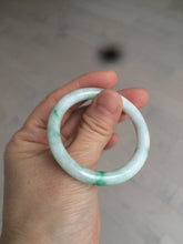 Load image into Gallery viewer, 35-38mm Type A 100% Natural sunny green/white Jadeite Jade kids bangle /scarf button group BF100
