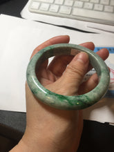 Load image into Gallery viewer, 60.5mm certified Type A 100% Natural sunny green gray black Jadeite Jade bangle BS82-9879
