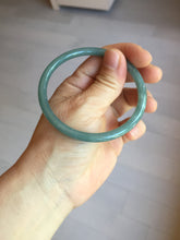 Load image into Gallery viewer, 57.5mm Certified Type A 100% Natural icy watery deep sea dark green/blue/gray/black Guatemala slim round cut Jadeite bangle PC65-7040
