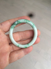 Load image into Gallery viewer, 35-38mm Type A 100% Natural sunny green/white Jadeite Jade kids bangle /scarf button group BF100
