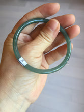 Load image into Gallery viewer, 56.5mm Certified Type A 100% Natural icy watery green/blue/black/gray slim round cut Guatemala Jadeite bangle PC63-7050
