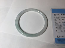 Load image into Gallery viewer, 59.5mm 100% natural certified light green/white round cut slim jadeite jade bangle BL43-1824
