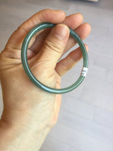 Load image into Gallery viewer, 56.5mm Certified Type A 100% Natural icy watery green/blue/black/gray slim round cut Guatemala Jadeite bangle PC63-7050
