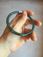 Load image into Gallery viewer, 63mm Certified Type A 100% Natural deep sea dark green/blue/black slim round cut Guatemala Jadeite bangle PC62-7020
