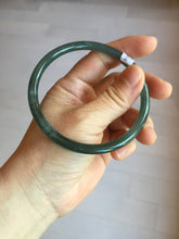 Load image into Gallery viewer, 63mm Certified Type A 100% Natural deep sea dark green/blue/black slim round cut Guatemala Jadeite bangle PC62-7020
