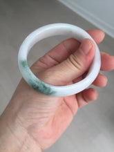 Load image into Gallery viewer, 52mm certified type A 100% Natural green/white oval jadeite jade bangle BK125-0256
