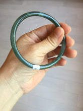 Load image into Gallery viewer, 63mm Certified Type A 100% Natural deep sea dark green/blue/black slim round cut Guatemala Jadeite bangle PC62-7020

