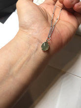 Load image into Gallery viewer, 7x6mm 100% natural type A icy watery light green dainty Jadeite Jade pendant PA165
