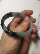 Load image into Gallery viewer, 47mm Certified Type A 100% Natural dark green Jadeite Jade oval bangle AH93-4483
