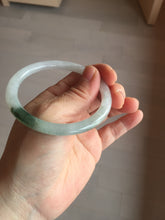 Load image into Gallery viewer, 卖了 55.5mm certificated Type A 100% Natural icy watery green/white slim round cut Jadeite Jade bangle BK69-9874
