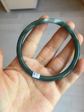 Load image into Gallery viewer, 63mm Certified Type A 100% Natural deep sea dark green/blue/black slim round cut Guatemala Jadeite bangle PC50-2063
