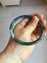 Load image into Gallery viewer, 63mm Certified Type A 100% Natural deep sea dark green/blue/black slim round cut Guatemala Jadeite bangle PC50-2063
