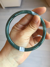 Load image into Gallery viewer, 63mm Certified Type A 100% Natural deep sea dark green/blue/black slim round cut Guatemala Jadeite bangle PC50-2063
