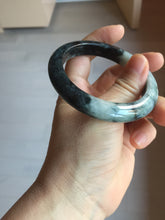 Load image into Gallery viewer, 已经卖 54.8mm Certified Type A 100% Natural dark green black/white (black water and white mountains,白山黑水) Jadeite bangle PD142-6233
