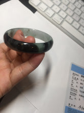 Load image into Gallery viewer, 47mm Certified Type A 100% Natural dark green Jadeite Jade oval bangle AH93-4483
