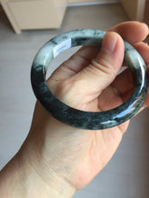 Load image into Gallery viewer, 已经卖 54.8mm Certified Type A 100% Natural dark green black/white (black water and white mountains,白山黑水) Jadeite bangle PD142-6233
