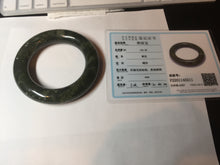 Load image into Gallery viewer, 58.5mm certified 100% Natural dark green/gray (nebula dust) chubby round cut Hetian nephrite Jade bangle HF75-0211
