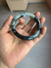 Load image into Gallery viewer, 已经卖 54.8mm Certified Type A 100% Natural dark green black/white (black water and white mountains,白山黑水) Jadeite bangle PD142-6233
