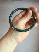 Load image into Gallery viewer, 63mm Certified Type A 100% Natural deep sea dark green/blue/black slim round cut Guatemala Jadeite bangle PC49-2048

