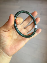 Load image into Gallery viewer, 63mm Certified Type A 100% Natural deep sea dark green/blue/black slim round cut Guatemala Jadeite bangle PC49-2048
