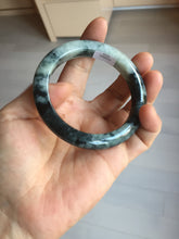 Load image into Gallery viewer, 已经卖 54.8mm Certified Type A 100% Natural dark green black/white (black water and white mountains,白山黑水) Jadeite bangle PD142-6233
