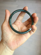 Load image into Gallery viewer, 63mm Certified Type A 100% Natural deep sea dark green/blue/black slim round cut Guatemala Jadeite bangle PC49-2048

