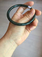 Load image into Gallery viewer, 63mm Certified Type A 100% Natural deep sea dark green/blue/black slim round cut Guatemala Jadeite bangle PC49-2048

