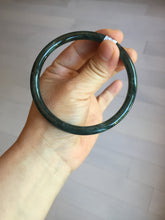Load image into Gallery viewer, 63mm Certified Type A 100% Natural deep sea dark green/blue/black slim round cut Guatemala Jadeite bangle PC49-2048
