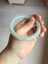 Load image into Gallery viewer, 53.7mm 100% Natural type A icy watery light green carved and golden-painted round cut Jadeite Jade bangle Pb212-2404
