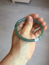 Load image into Gallery viewer, 59mm Certified Type A 100% Natural icy watery light green/blue/brown slim round cut Guatemala Jadeite bangle PC48-1474
