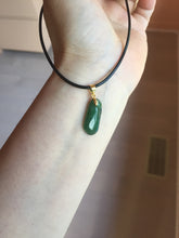 Load image into Gallery viewer, 100% Natural type A icy watery dark green/black/gary Jadeite Jade belssed melon pendant PC124-4
