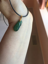 Load image into Gallery viewer, 100% Natural type A icy watery dark green/black/gary Jadeite Jade belssed melon pendant PC124-4
