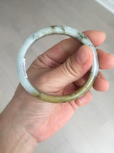 Load image into Gallery viewer, 52mm certified Type A 100% Natural light green yellow brown autumn colors slim oval Jadeite Jade bangle Q140-4074
