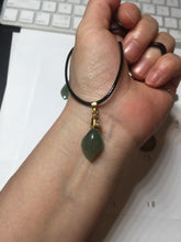 Load image into Gallery viewer, 100% natural type A icy watery dark green jadeite jade petal pendant group F159
