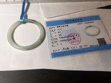Load image into Gallery viewer, 57.5mm Certified type A 100% Natural light green round cut Jadeite bangle BM79-0414
